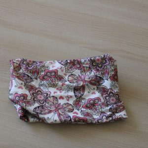 weiß/rosa Halstuch mit Blumen und Schmetterlingen